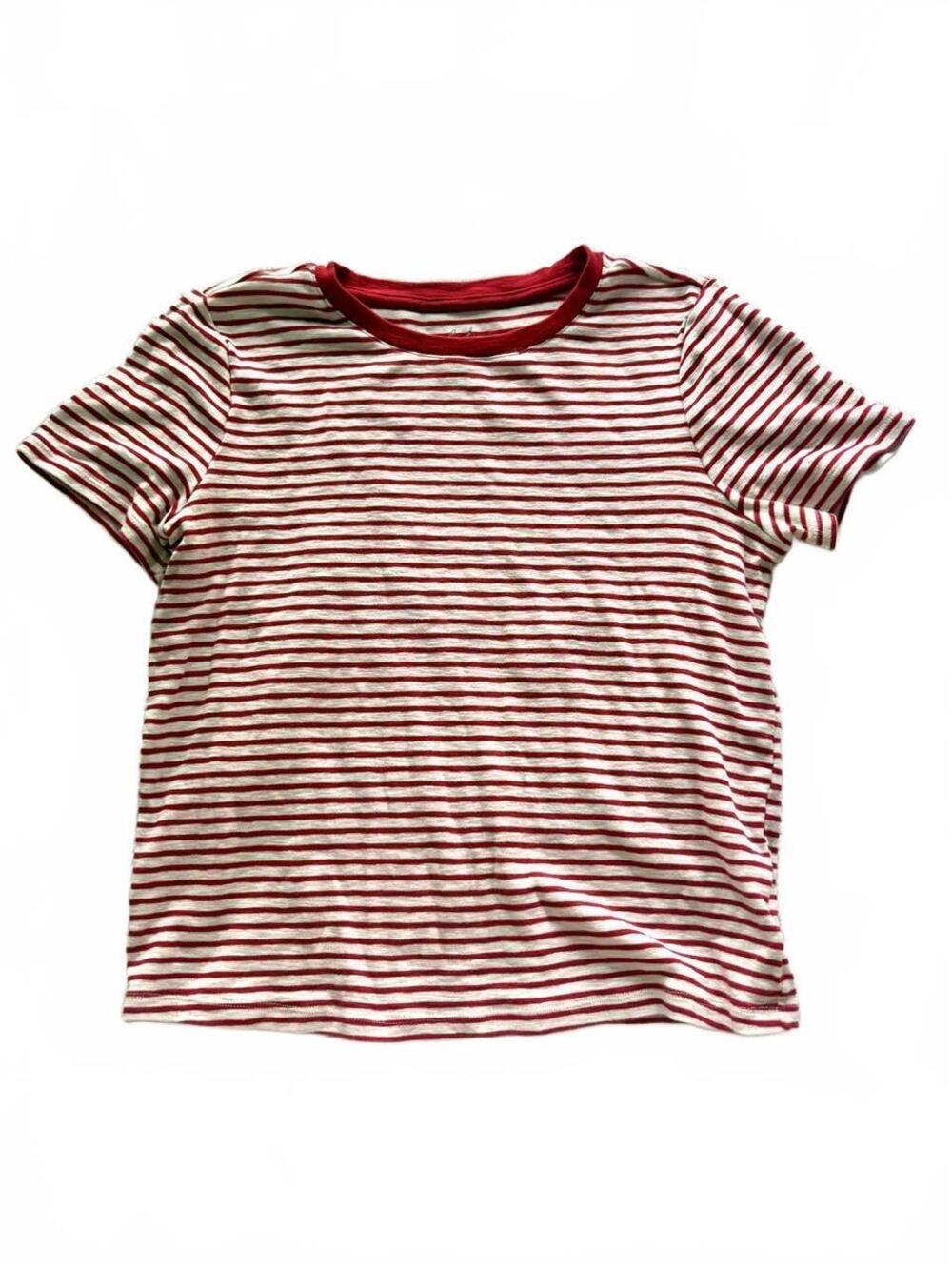 Marled Essentials Red and White Striped Short Sleeve Crewneck T-Shirt M